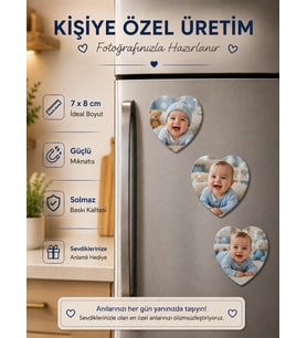 3 Kalpli Fotoğraf Magneti Erkek Bebeğe Kişiselleştirilebilir Sevimli Anı Hediyesi