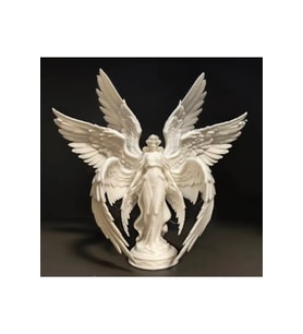 ART3 COLLECTION Dekoratif 6 Kanatlı Melek Heykeli - Mitolojik Seraphim Biblo Ev ve Ofis Objesi Beyaz (18x16.5 cm)