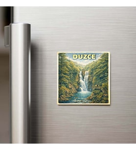 Düzce Şehri - Pop-Art Travel - 9x9 cm Buzdolap Magneti