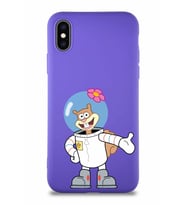 Apple iPhone X Soft Premier Kapak Sandy Tasarımlı Silikon Kılıf - Mor (Şeffaf)