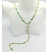 Gold Renk Yeşil Taşlı Y Kolye (42+5 cm)