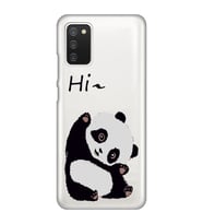 Samsung Galaxy A02S Uyumlu Sevimli Panda Desenli Şeffaf Telefon Kılıfı