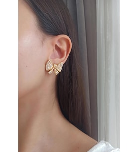 Kadın Özel Tasarım 3 cm Suni İncili Kurdele Model Küpe zyna005