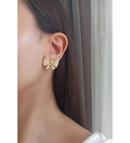 Kadın Özel Tasarım 3 cm Suni İncili Kurdele Model Küpe zyna005