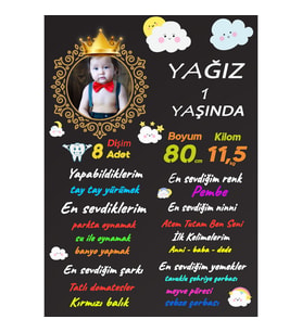 1 Yaş Anı Panosu Afiş,Karşılama Panosu Branda Prens hdts1007-
