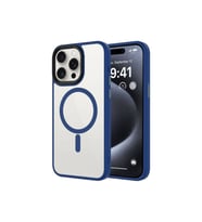 Apple iPhone 15 Pro Uyumlu Kılıf Mat Arka Yüzey Wireless Şarj Özellikli Zore Flet M-safe Kapak (Gece Mavisi)