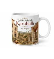 Karahallı Tarihi Dokusu Uşak Hatırası Seramik Kupa Bardak Hediye