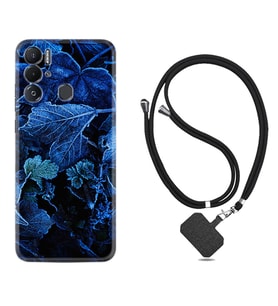 Tecno Pova Neo Kılıf Silikon Boyun Askılı İpli Desenli Silikon Blue Foid 1628