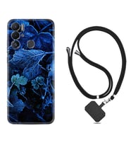 Tecno Pova Neo Kılıf Silikon Boyun Askılı İpli Desenli Silikon Blue Foid 1628