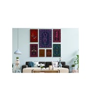 Tabloya Xalîçeyê - Halı Kilim Zafer İşareti Hayat Ağacı Saç örgülü Motifli Tasarımlı Duvar Dekoratif Mdf Ahşap Retro Poster Tablo Seti
