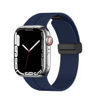 Apple Watch 10/11 42mm-38/40/41mm Kordon Magnetli Ayarlanır Silikon Kordon 2/3/4 (Lacivert)