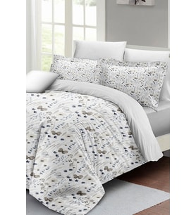 Çift Kişilik ( Lastikli Çarşaflı ) %100 Pamuk Saten Nevresim Takımı Butterfly Flower Luxury
