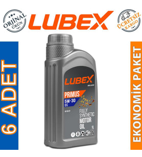 Lubex Primus EC 5W-30 1 Lt Tam Sentetik Motor Yağı (6 Adet)