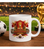BK Gift Kuzey Mekadonya Taraftar Temalı Dünya Futbol Kupası Tasarımlı Beyaz Kupa Bardak-4