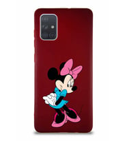 Samsung Galaxy A71 Soft Premier Kapak Minnie Mouse-F Tasarımlı Silikon Kılıf - Mürdüm (Şeffaf)