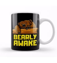 Bearly Awake Sleeping Bear Funny Barely Sleepy Pun Kupa Bardak Porselen