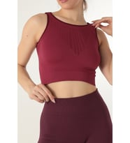 Miorre Kalın Askılı Dantelli Seamless Spor Büstiyer (Bordo)