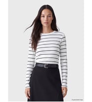 LCW EVERYDAY Ekru Bisiklet Yaka Çizgili Kadın Body
