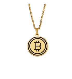 925 Ayar Gümüş 24 Ayar Has Altın Kaplama  Kişiye Özel Bitcoin Kripto  Kolye