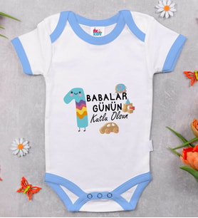 BK Kids İlk Babalar Günü Tasarımlı Mavi Bebek Body Zıbın-3