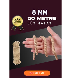 8 MM 50 Metre Jüt Halat Dekoratif Hasır İp Urgan Süs