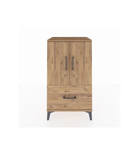 Hyperion Komodin 2 Raflı Tek Çekmeceli 2 Kapaklı 60x44x106 Çam-Çam