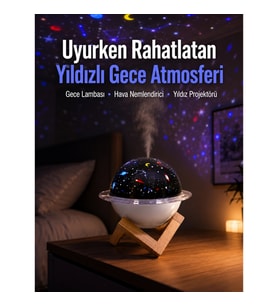 Mey İthalat® Projektör ışığı bulunan USB bağlantılı mini aromaterapi destekli hava nemlendirici