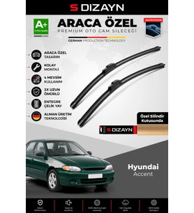 S-Dizayn Hyundai Accent Ön Cam Silecek Seti 1994-2005 Premium Araca Özel 50-45 Cm A+ Kalite