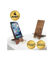 4 Adet Premium Ahşap Telefon Standı Masaüstü Telefon Tutucu Katlanabilir Şarj Girişli Oto Ev Ofis Düzenleyici Kutu Seti