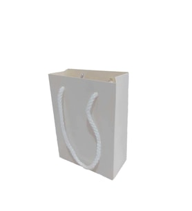 İp Saplı Karton Çanta Minik Boy Düz Renk 13.8X10X5 CM (25 Adet)   Beyaz