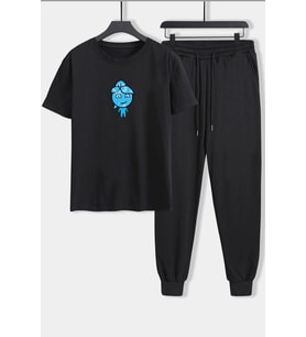 Unisex Su Avatar Baskılı 2'li Eşofman Takımı (Siyah)