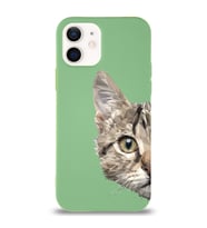 Apple iPhone 12 Uyumlu Lansman Kılıf Catface Tasarımlı Altı Kapalı İçi Kadife Kaplı Silikon Kapak (Şeffaf)