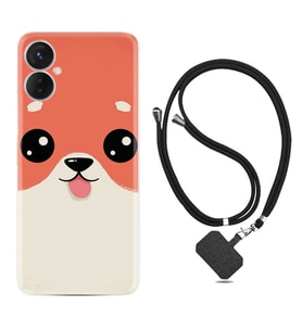 Tecno Spark 9T Kılıf Silikon Boyun Askılı İpli Desenli Silikon Sevimli Köpek 1731