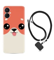 Tecno Spark 9T Kılıf Silikon Boyun Askılı İpli Desenli Silikon Sevimli Köpek 1731