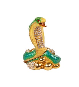 Yeşil Kral Kobra Swarovski Taşlı Mücevher Kutusu (Karışık)