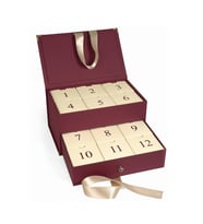 Bordo Renk  Advent Calender Kurdeleli Çekmeceli  ( Boş Hediye Kutusu ) (Bordo-Bordo)