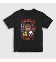 Presmono Unisex Çocuk Siyah Faces Fnaf Five Nights At Freddy's T-Shirt 469311tt