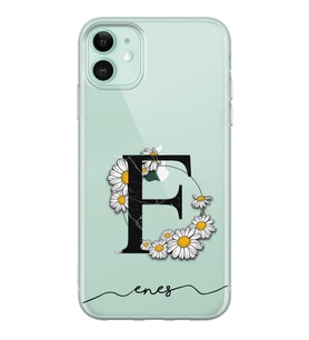 Papatya Harf Tasarımlı Şeffaf Telefon Kılıfı (Tüm Modeller Mevcuttur)