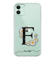 Papatya Harf Tasarımlı Şeffaf Telefon Kılıfı (Tüm Modeller Mevcuttur)