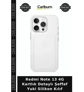Redmi Note 13 4G Kartlık Detaylı Şeffaf Yuki Silikon Kılıf Cep Koruyucu Arka Kapak