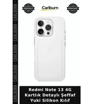 Redmi Note 13 4G Kartlık Detaylı Şeffaf Yuki Silikon Kılıf Cep Koruyucu Arka Kapak