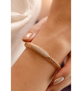 Yeni Taşlı Rose Gold Altın Bilezik