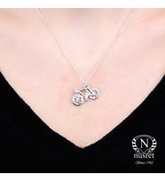 925 Ayar Gümüş Bisiklet Charm Kolye, Beyaz