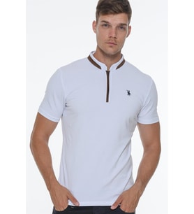 T8571 DEWBERRY FERMUARLI ERKEK T-SHIRT-BEYAZ OPTİK