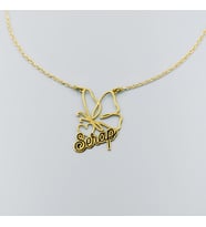 SOLYRA 925 Ayar Gümüş Kişiselleştirilebilir Kelebek ve İsim Kolye (Gold)