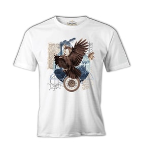 An Eagle Collage with Other Elements Beyaz Erkek Tshirt