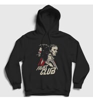 Presmono Unisex Siyah Trio Fight Club Film Kapüşonlu Sweatshirt 425268tt
