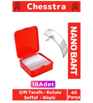 Süper Güçlü Kolay Çıkarılabilir İz Bırakmayan Çift Taraflı Kutulu Nano Şeffaf 60 Parça Bant 10 Adet