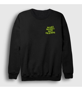 Presmono Unisex Siyah Logo Make Money Not Friends Sweatshirt 448261tt