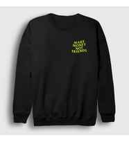Presmono Unisex Siyah Logo Make Money Not Friends Sweatshirt 448261tt